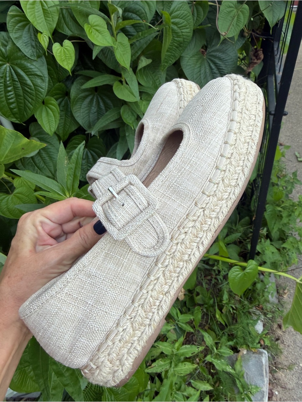 Morgan Taylor Linen-Textured Mary Jane Flats in Natural - Picture 2 of 12